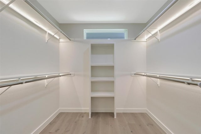 walk in closet featuring light wood finished floors