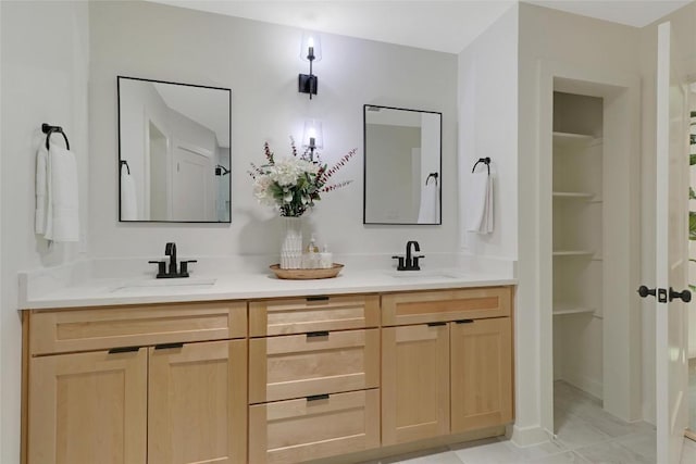 bathroom with double vanity and a sink