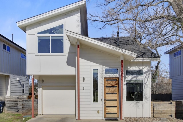 contemporary house featuring a garage