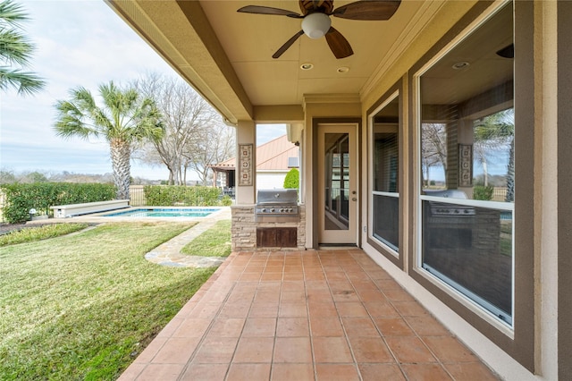 view of patio / terrace with a grill and an outdoor kitchen