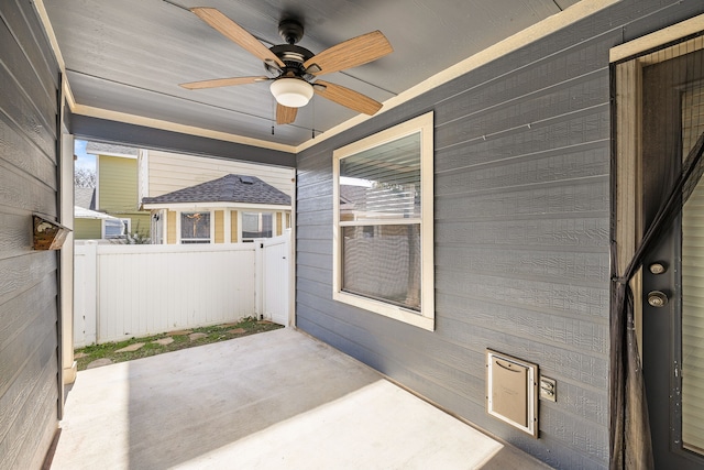 view of patio / terrace featuring ceiling fan