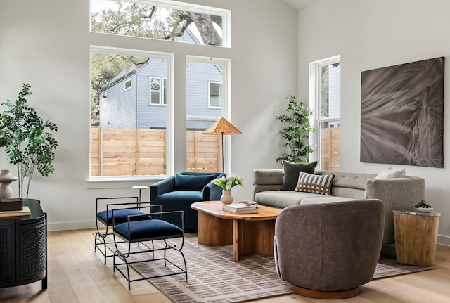 sitting room featuring light hardwood / wood-style flooring