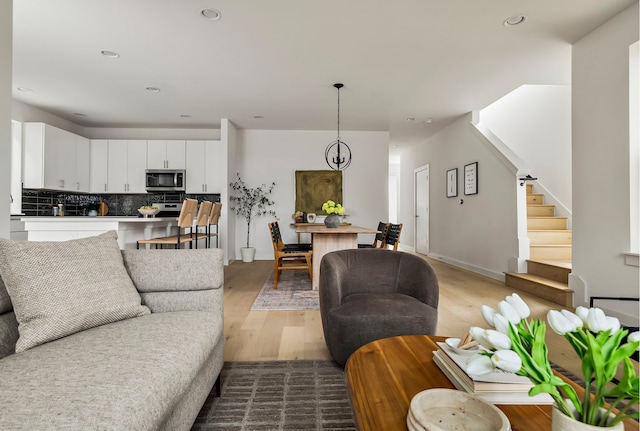 living room with light wood-type flooring