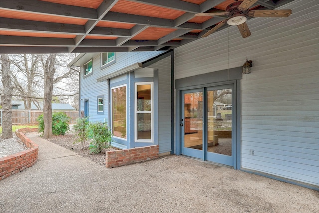 view of patio / terrace featuring ceiling fan