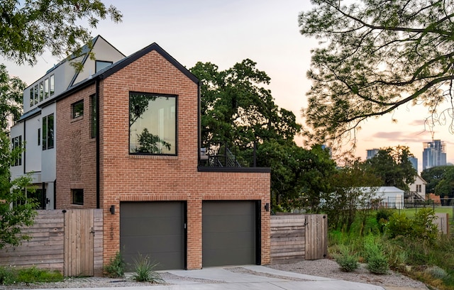 exterior space with a garage