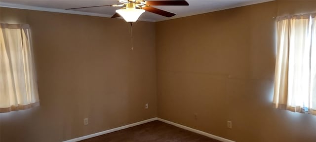 spare room featuring ceiling fan