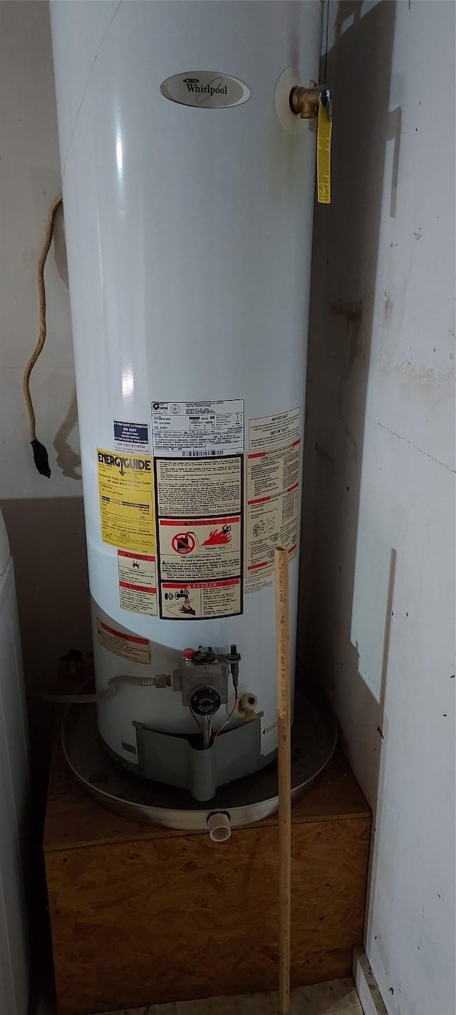 utility room with gas water heater