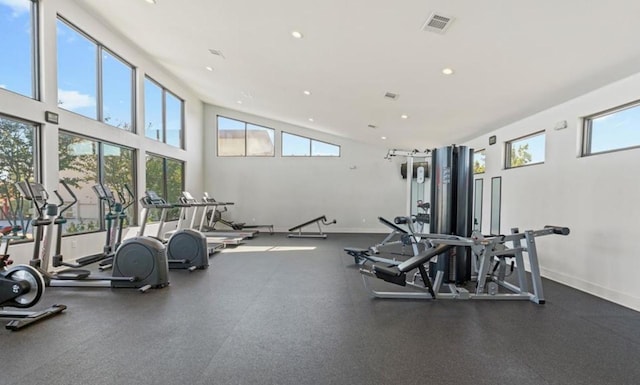 107 Dedina Dr, Georgetown, TX 78626 - workout area with healthy amount of natural light and recessed lighting