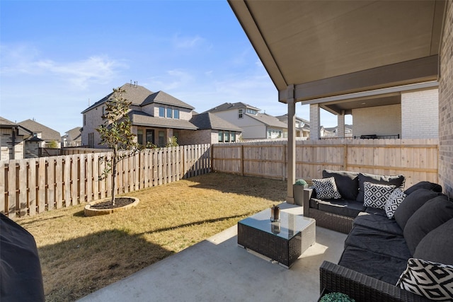 view of yard with an outdoor hangout area and a patio area