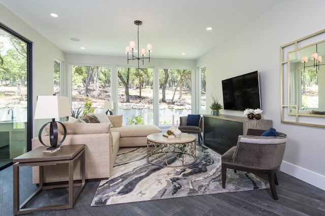 interior space featuring a chandelier