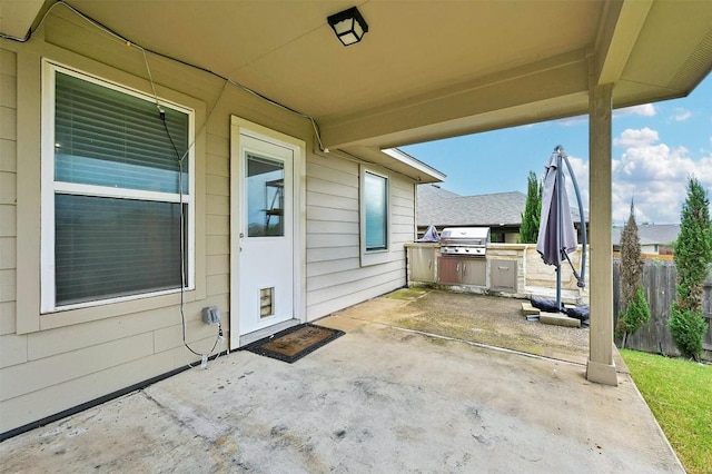 view of patio / terrace featuring area for grilling and exterior kitchen