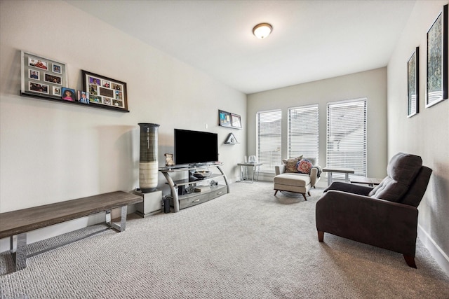 living room featuring carpet