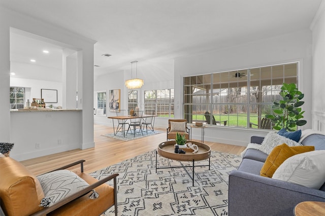 living room featuring light hardwood / wood-style floors