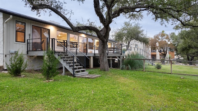 view of yard featuring a deck