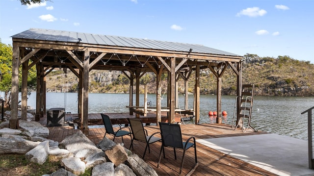 view of dock featuring a water view