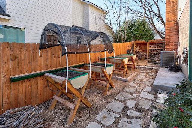 view of patio / terrace with central air condition unit