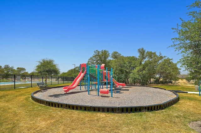 view of play area featuring a yard