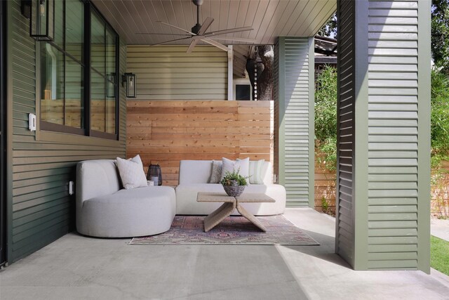 view of patio with ceiling fan