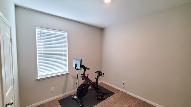 exercise room with carpet