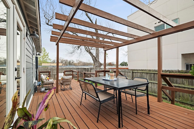 deck featuring a pergola