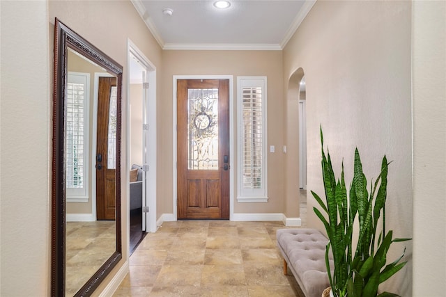 entrance foyer with crown molding