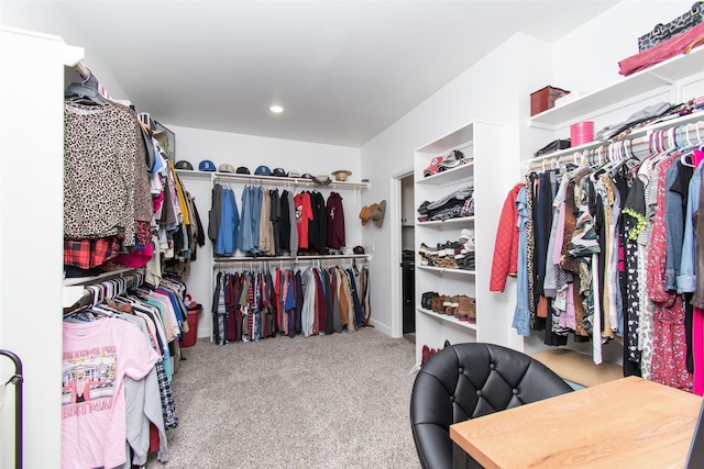 spacious closet with carpet