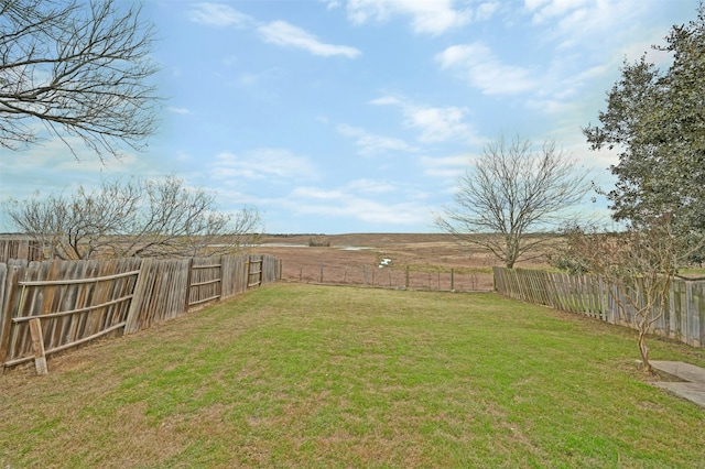 view of yard with a rural view