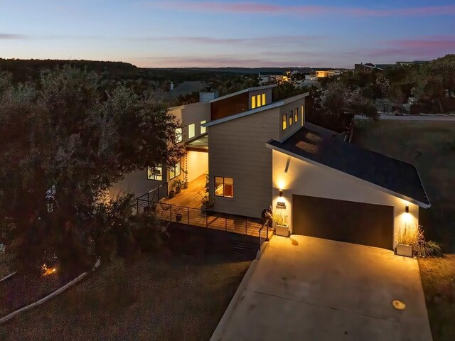 contemporary home featuring a garage