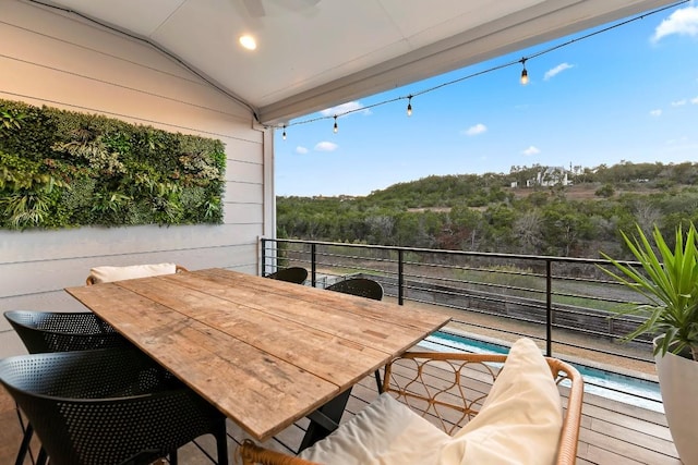 exterior space featuring a fenced in pool