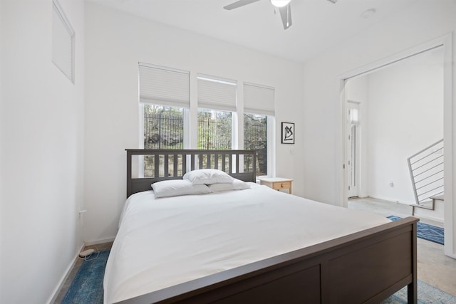 bedroom featuring ceiling fan