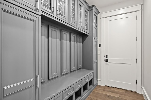 mudroom with dark wood-type flooring