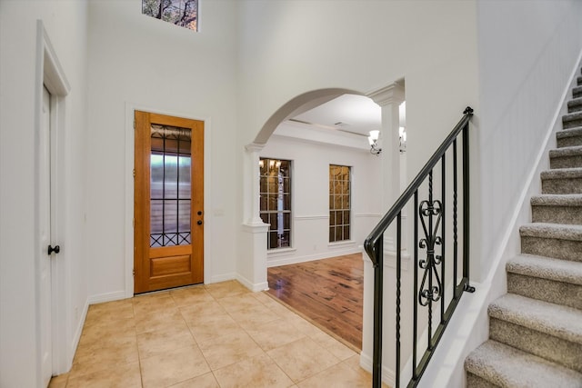 entrance foyer featuring light tile patterned floors