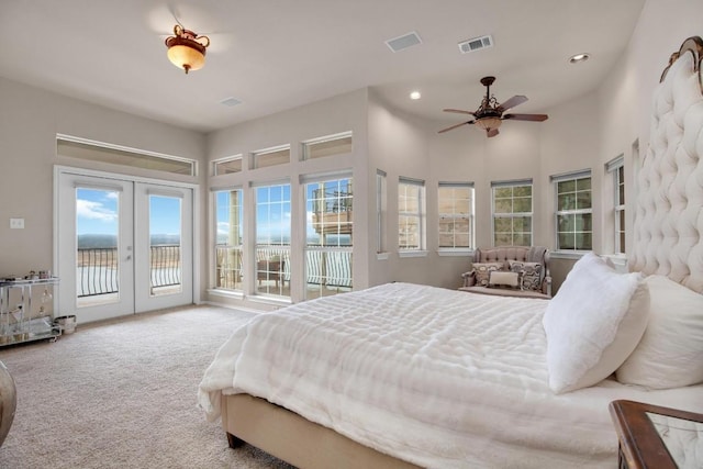 2918 Ranch Road 620 N Unit L-177, Austin, TX 78734 - carpeted bedroom with french doors, access to exterior, recessed lighting, and a towering ceiling