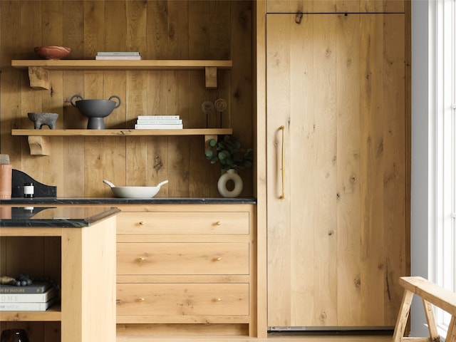 interior space with light brown cabinets