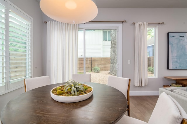 dining room with hardwood / wood-style floors