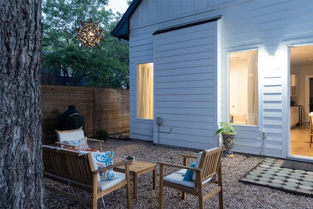 view of outbuilding with an outdoor living space