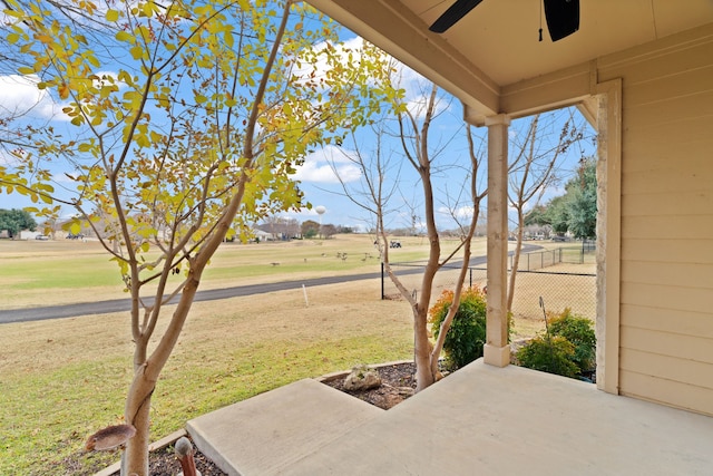 view of patio / terrace featuring ceiling fan