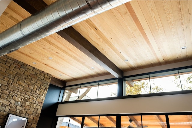 1808 Riverview St Unit B, Austin, TX 78702 - detailed view of wood ceiling with exposed beams