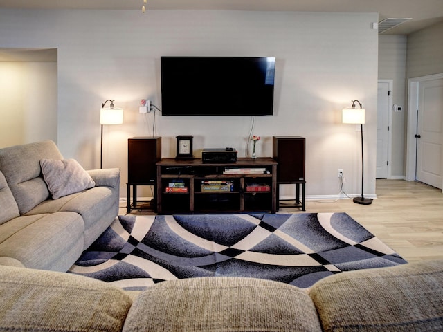 living room featuring light hardwood / wood-style flooring