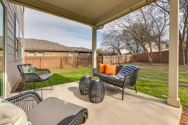 view of patio featuring an outdoor hangout area