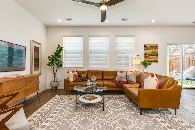 living room with hardwood / wood-style floors