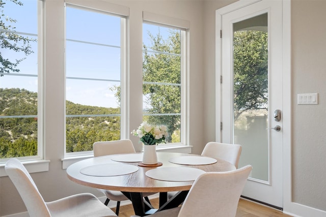 dining room with light hardwood / wood-style floors