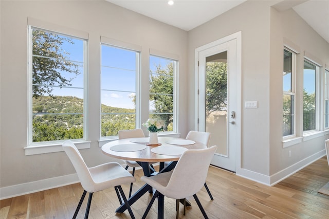 dining area featuring light hardwood / wood-style flooring