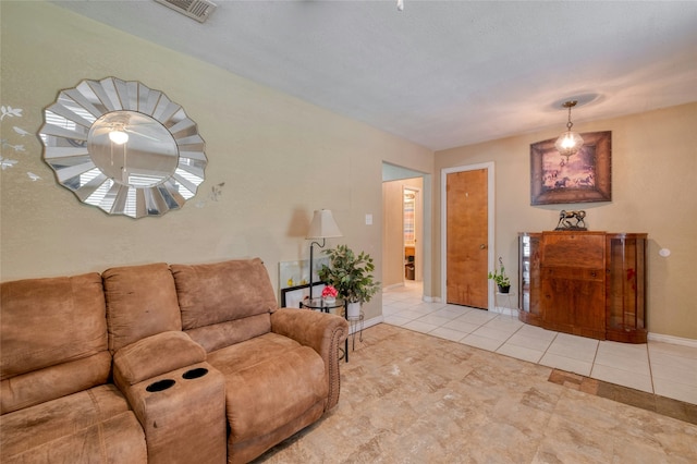 view of tiled living room