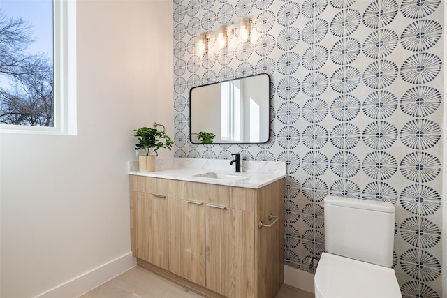 bathroom with toilet and vanity