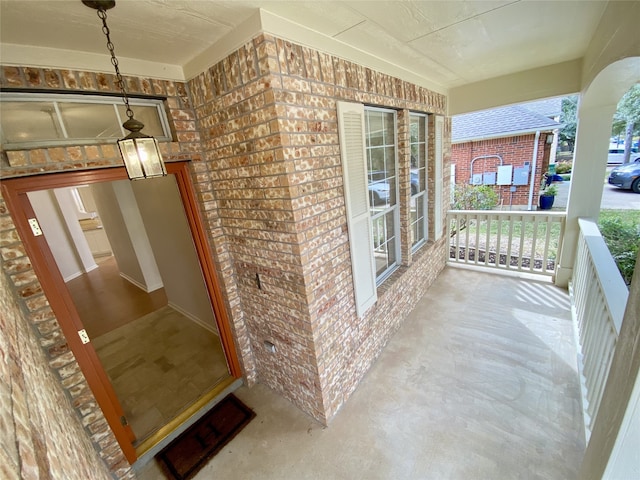 interior space with a porch