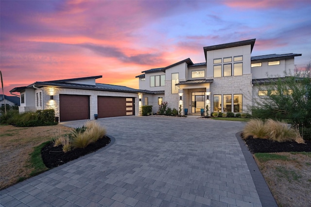 contemporary home featuring a garage