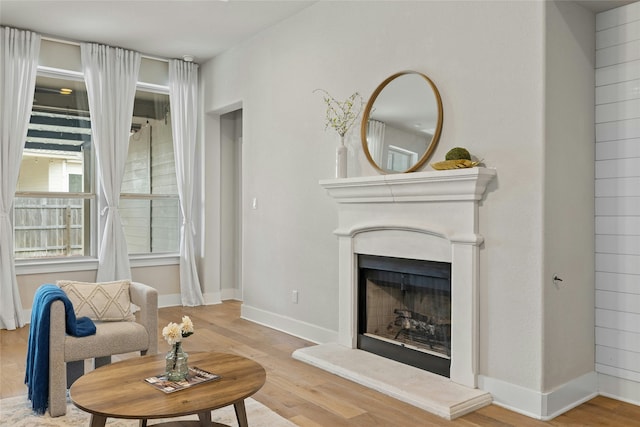 living area with wood-type flooring