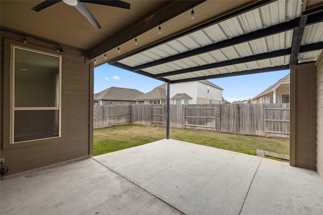 view of patio with ceiling fan