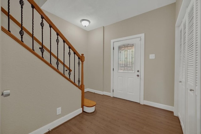 foyer with light wood-type flooring